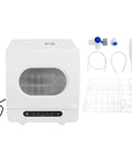 Hassle Free Countertop Dishwasher Running Fully Automatic Wash Cycles With Fast Self Dry Heavy Duty Triple Filter Screen Smooth Front Pull Rack True Plug And Play Setup Spotless Dishes Every Single Run with accessories.