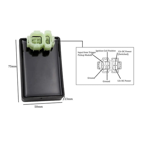 Six Pin DC CDI Box For GY6 Scooters And ATVs Dual Connector DC CDI Module With Capacitor Discharge with dimensions