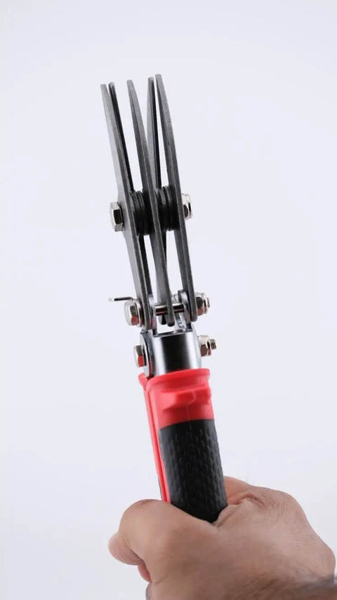 16-142 5-Blade Sheet Metal Crimper For HVAC Installations With Ergonomic RedLine Handles in hand