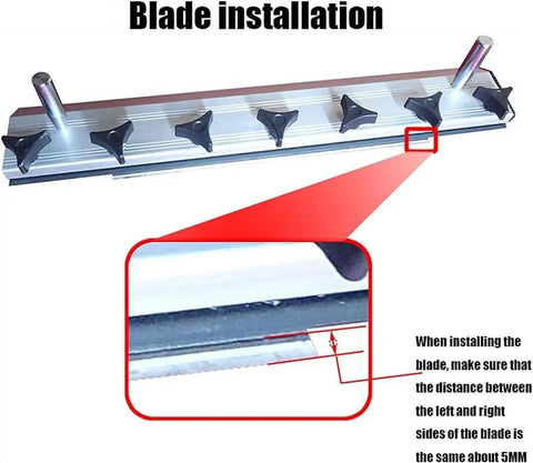 Blade installation guide for Heavy Duty Automatic Knife Grinder And Saw Blade Sharpener showing alignment and distance markings.
