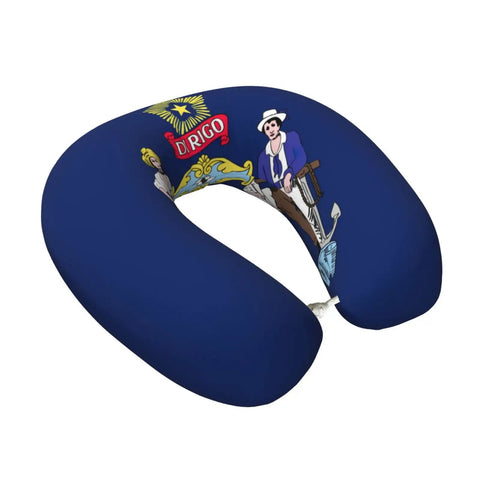 Maine State Flag Print U Shaped Travel Pillow With Memory Foam Cervical Support for naps on planes, cars, and in the office