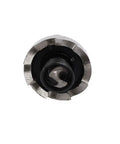 Top view of HSS Hole Saw Set 17.5mm Diameter 65mm Length With 15mm Cutting Depth, showing sharp teeth and spring loaded twist drill bit.