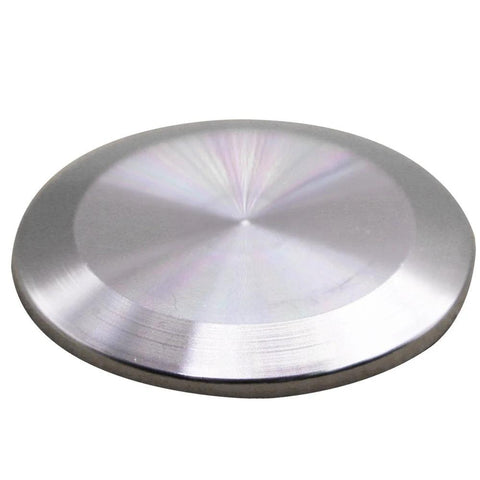Front view of a stainless steel sanitary end cap for 1.5-inch tri-clamp ferrule (38 mm tube OD)