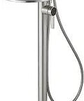Freestanding Bathtub Faucet With Shelf, Brushed Nickel Tub Filler and Handheld Shower, Floor Mount, Single Handle Operation