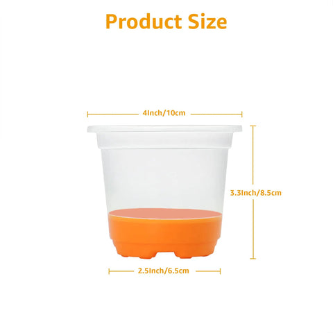 Clear 4 Inch Nursery Pots With Flexible Silicone Base For Easy Transplanting No Fuss Reusable Seedling Pots side view