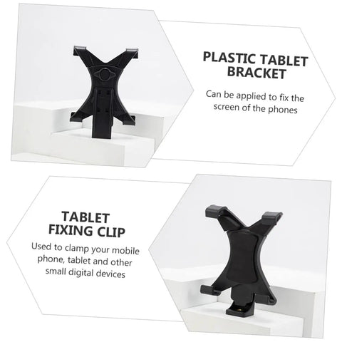 Tablet Screen Fixation Clip Car Phone Holder Quick Install Flat Chuck Mount made of durable black plastic shown in product view