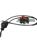 2 Spool Hydraulic Reversing Valve With Joystick Control For Hydraulic Systems, stainless steel, 5 ports visible, joystick attached