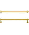 Killer Solid Brass Cabinet Pull 266mm Double Hole Style With Bombproof Gold Plating For Wardrobes And Drawers top view of two gold pulls.