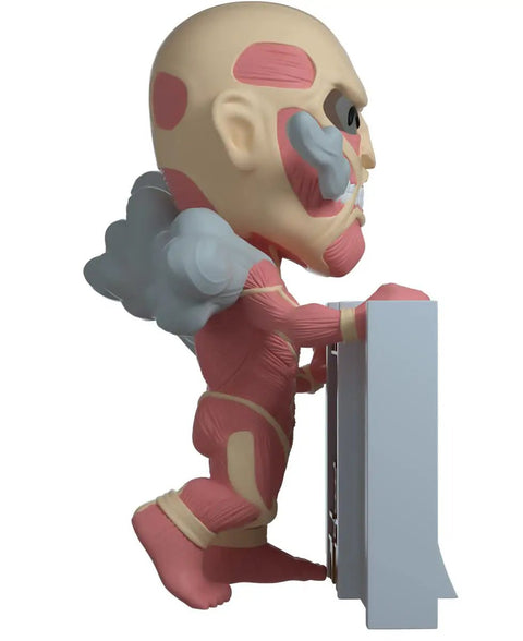 Side view of Colossal Titan Vinyl Figure 5 Inch From Attack On Titan Anime Series Collectible Figurine With Detailed Exposed Muscle Design