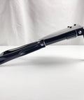 Side view of Tri Fold Survival Shovel With Pick Carbon Steel Tactical Entrenching Tool, folded with black finish, on a white background.