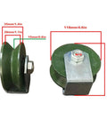 FFDSDUH V-Groove caster wheel side view, heavy-duty cast-iron track wheel, 118 mm diameter