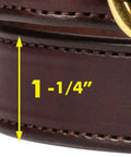 Close-up of 1-1/4 inch width on 100 Percent Full Leather Belt With Dope Hoof Pick Style Buckle, Handcrafted By Amish In Lancaster County PA