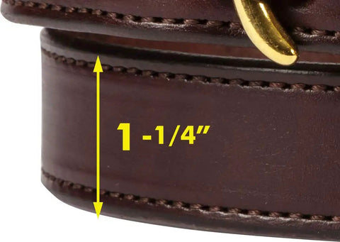 Close-up of 1-1/4 inch width on 100 Percent Full Leather Belt With Dope Hoof Pick Style Buckle, Handcrafted By Amish In Lancaster County PA