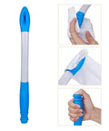 Foldable Long Reach Wiper For Self Wipe Aid Bottom Wiping Wand With Ergonomic Handle 15.75 Inch Reach with blue handle and usage demonstration