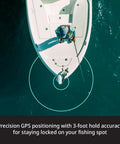 54 Inch Saltwater Trolling Motor With FreeSteer Joystick Remote And Precision GPS Anchoring, GPS positioning on fishing boat.