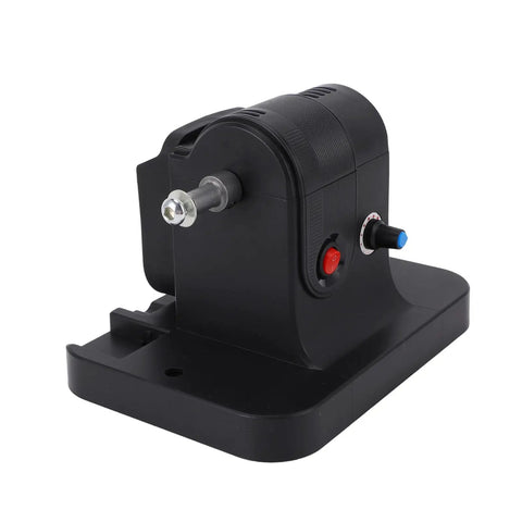 YDuupxe Cordless Mini Bench Grinder With 100W Copper Motor, showing black base and speed control adjustments for metal polishing.