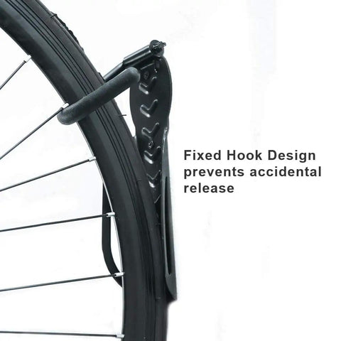 Image showing fixed hook detail of the Garage Wall Mount Bike Storage Rack 2 Pack, Vertical Bike Hooks, Space Saver Hanger System For Garages.
