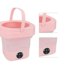 Slick 6.5 Liter Portable Mini Washing Machine With Spin Dryer, No Sweat Compact Foldable Top Loader For Fresh Threads, Ideal For Rvs, Dorms, Road Trips, Or Tiny Apartments, Sweet Pink Build, showing top load design and control panel.