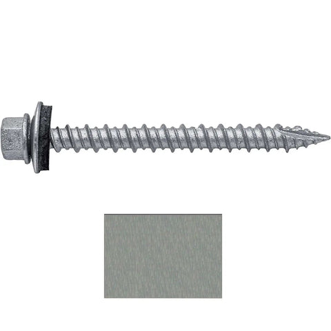 250 Count 10x2 Galvanized Hex Head Roofing Screw with EPDM Washer, self-starting, color-matched head for metal to wood siding installations