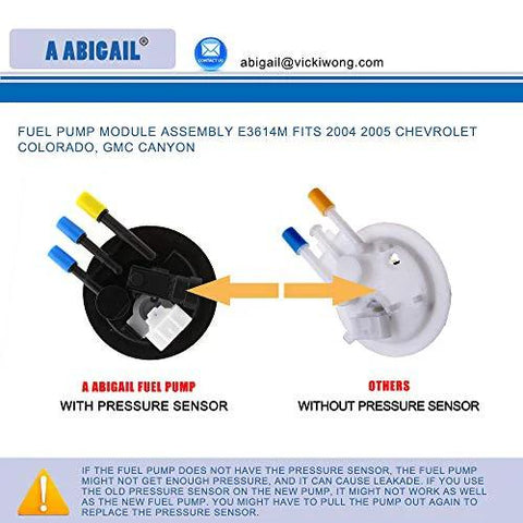 Direct Fit E3614M Fuel Pump Replacement for 2004 2005 Chevy Colorado and GMC Canyon 2.8L 3.5L comparison with and without sensor