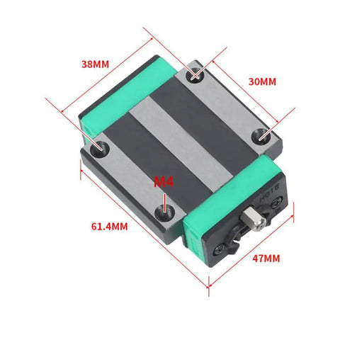 Heavy Duty Linear Guide Block With 4 Row Ball Bearings For CNC Router 3D Printer And Automation Gear Workhorse Carriage On High Precision Linear Rail For Smooth Reliable Motion, 61.4mm x 47mm x 38mm, M4