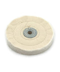 5 Inch 50-Ply Cotton Polishing Wheel With 10mm Arbor Bench Grinder Buffer For Shiny Metal And Wood Finishing Jobs, side view showing center arbor.