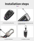 Installation steps for BMW Carbon Fiber Key Fob Cover Case With Metal Shell For 5 6 7 Series And X1 X2 X3 X5 X6 X7 Gunmetal