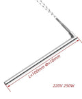 Plug And Play 10Mm Cartridge Heater With 500W Output And 220V Input, 100mm length, 10mm diameter, stainless steel right angle design.