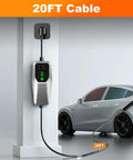 Top Shelf Portable Level One And Two Electric Vehicle Charger Built For SAE J1772 Rides Featuring Twenty Foot Cord with charging status.