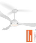 Cool 52 Inch White Ceiling Fan With Lights And Remote 3 ABS Blades Quiet 6 Speed Reversible DC Motor Low Profile Modern Ceiling Fan