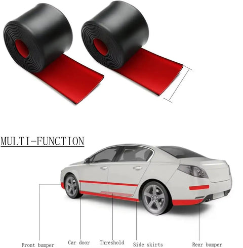 Premium Solid Rubber Car Skirt Guard Strip For Tesla Cybertruck Crush Proof Curb Armor Heavy Duty shown on vehicle body panels.