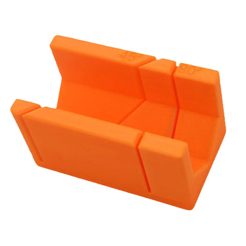 Compact 90 Degree And 45 Degree Cutting Guide For Woodworking, orange plastic rail guide with 90° and 45° markings