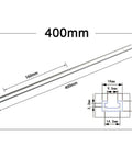 Heavy Duty Aluminum Alloy T Track Insert For Miter Jig Guide With Precision T Slot Design, 400mm long, showing measurements.