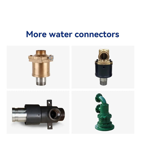 More water connectors showing Bidirectional High Speed Brass Rotary Joint With Swivel Water Unions For Inner Tube Rotation HS80 Left Thread
