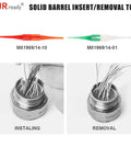 JRready ST2162-1 Crimp Tool Kit With New As2g Four Indent Eight Impression Crimper For 20 To 32 Awg Wire Including P Series Positioners And M81969 Plastic Insertion Removal Tools Complete Set, image showing solid barrel insertion/removal tools.