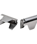 Close-up of silver clips from the 60 Pack Sofa Spring Repair Kit With Upholstery Stay Wire Clips For Sofa And Chair Spring Repair Connectors.