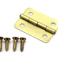 Golden small hinge for DIY projects and furniture makeovers, includes 2.3x1.9 cm hinge and 4 screws, mini foldable woodworking hardware.