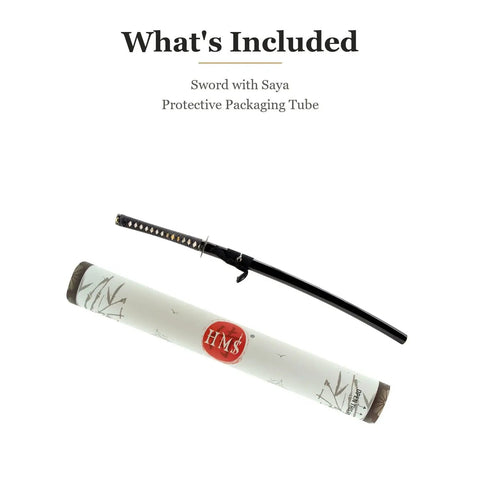 Unsharpened Stainless Steel Iaido Training Sword With Twenty Eight And A Half Inch Blade And Bo Hi, black saya, packaging tube