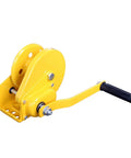 Heavy Duty Electric Hoist 2600 LB Manual Winch Hand Crank Self-Cranking Lifter with Steel Rope and Brake For Garage, Warehouse Shop Projects, yellow crank hoist