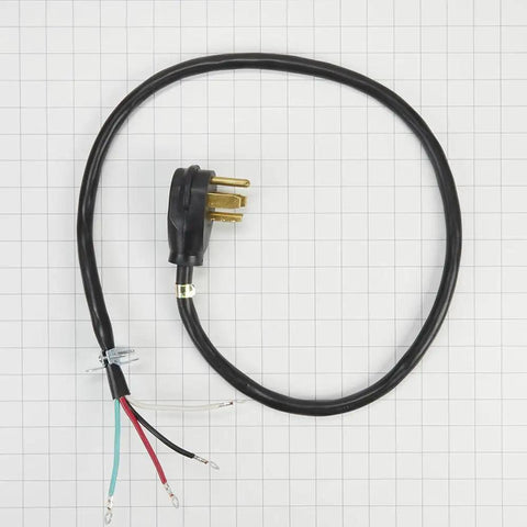 Genuine OEM PT400L Dryer Power Cord Replacement 4 Ft Long Replaces 4396060 4396060R W10834027 Compatible With Most Major Dryer Brands Easy Install No Tools Needed showing 4-prong plug and bare wire ends.