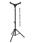 Rock Solid Foldable Drum Stand With Hella Sturdy Alloy Frame, black adjustable snare rack with clamps.