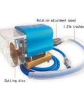 Heavy Duty Pneumatic Dotting Machine for box making with cutting disc, adjusts speed, features aluminum body and hose.