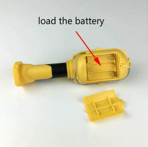 Open battery compartment of Two Pack Cordless LED Work Lights With Magnetic Bases And Swivel Holders, showing where batteries load