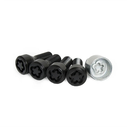Heavy Duty Wheel Studs Locks Bolts Kit Replacement Fits F22 F87 Models From 2013 To 2018 Secure Anti Theft Stainless Steel Security Hardware For Quick Install And Reliable Performance On The Road, black and silver wheel lock bolts set