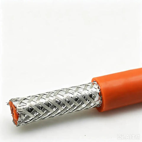 Straight Up Bulletproof Flexible Silicone High Voltage Shielded Cable For EV Battery Charging, showing copper core and shielded end.