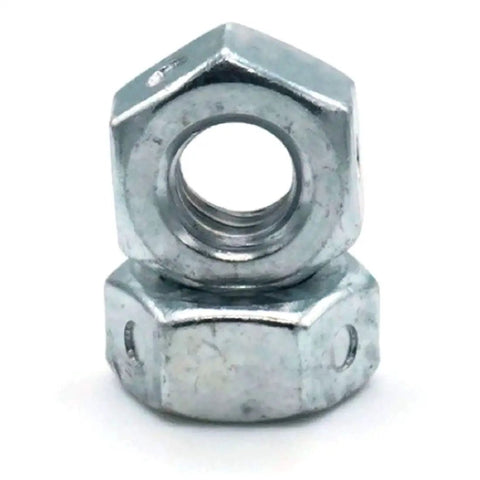 Heckin Tight Grip Heavy Duty Two Way Reversible Lock Nuts Zinc Plated Steel stacked for visibility, showcasing split design.