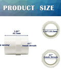 Six Pack 1 Inch PVC Coupling Fittings White Slip To Female Thread Pipe Adapters for Schedule 40 PVC Piping, product size details
