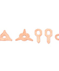 Dent Puller Ring Set For Auto Body Repair, 110 Piece Triangular And Round Pullers, Iron Copper Plated, Durable Sheet Metal Welding Kit For Car Body Panels And Bodywork, close-up of triangular and round copper-plated rings