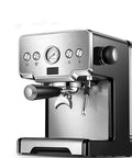 Electric Coffee Machine Milk Frother And Cappuccino Maker With Removable Tank Stainless Steel with control panel and drip tray.