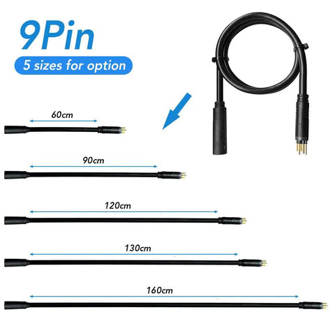E Bike Motor Extension Cable 9 Pin Waterproof Female To Male Connector For Wheel Motors, Plug And Play Easy Install Arrow Labeled Wiring Kit, Compatible With Mountain And Road E Bikes, Heavy Duty Weatherproof Extension Cord
